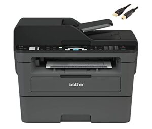 brother mfc l26 series all-in-one laser printer, print, copy, scan, fax – 26 ppm, 2400 x 600 dpi, 250 sheets, wireless, mobile printing, auto 2-sided printing, with mtc printer cable (renewed)