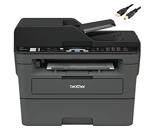 Brother MFC L26 Series All-in-One Laser Printer, Print, Copy, Scan, Fax - 26 ppm, 2400 x 600 dpi, 250 Sheets, Wireless, Mobile Printing, Auto 2-Sided Printing, with MTC Printer Cable (Renewed)