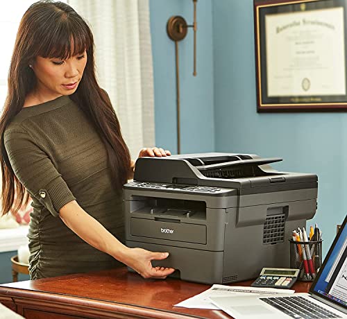 Brother MFC L26 Series All-in-One Laser Printer, Print, Copy, Scan, Fax - 26 ppm, 2400 x 600 dpi, 250 Sheets, Wireless, Mobile Printing, Auto 2-Sided Printing, with MTC Printer Cable (Renewed)