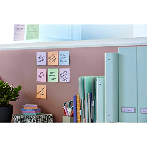 Post-it Super Sticky Notes, 3x3 in, Assorted Pastel Colors, 15 Pads, 2X The Sticking Power, Recyclable (654-15SSPS)