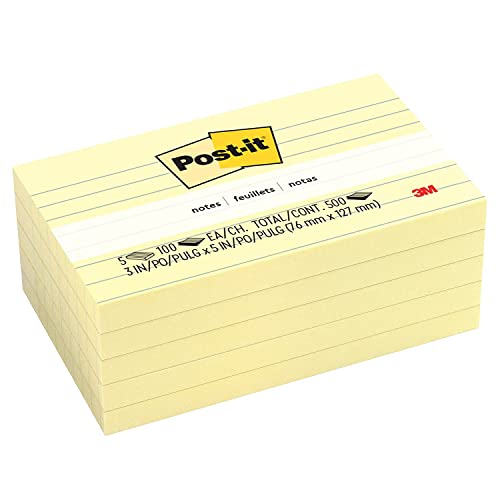 Post-it Pop-up Notes 3 in x 5 in, 5 Pads, America's’s #1 Favorite Sticky Notes, Canary Yellow, Clean Removal, Recyclable (635-5PKSS)