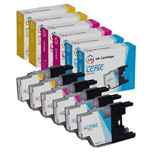 ld products compatible ink cartridge replacement for brother lc75 high yield (2 cyan, 2 magenta, 2 yellow, 6-pack)