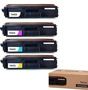 greenengineered high yield toner cartridges value pack – compatible for tn433 brother tn433bk tn433c tn433m tn433y (bcmy) (4)