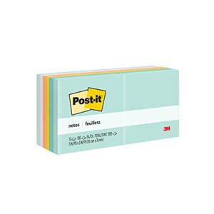 post-it notes, 3×3 in, 12 pads, america’s #1 favorite sticky notes, beachside café collection, pastel colors (654-5uc)