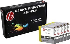 5 black blake printing supply lc51 ink cartridges for brother dcp-130c dcp-330c dcp-350c intellifax 1360 mfc-230c mfc-240c mfc-440cn mfc-465cn mfc-5460cn mfc-665cw mfc-685cw mfc-885cw