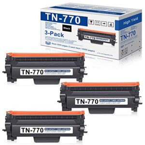 (5,000 pages high yield) tn770 toner cartridge black replacement for brother tn-770 dcp-l2550dw mfc-l2750dw hl-l2370dw hl-l2325dw printer toner, tn770 3pk