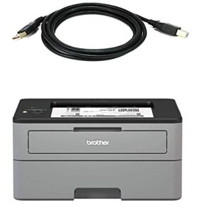 Brother HLL2370dw Monochrome Laser Printer Bundle with EM Printer Cable, Wireless Printing, Up to 32 PPM, EM Printer Cable