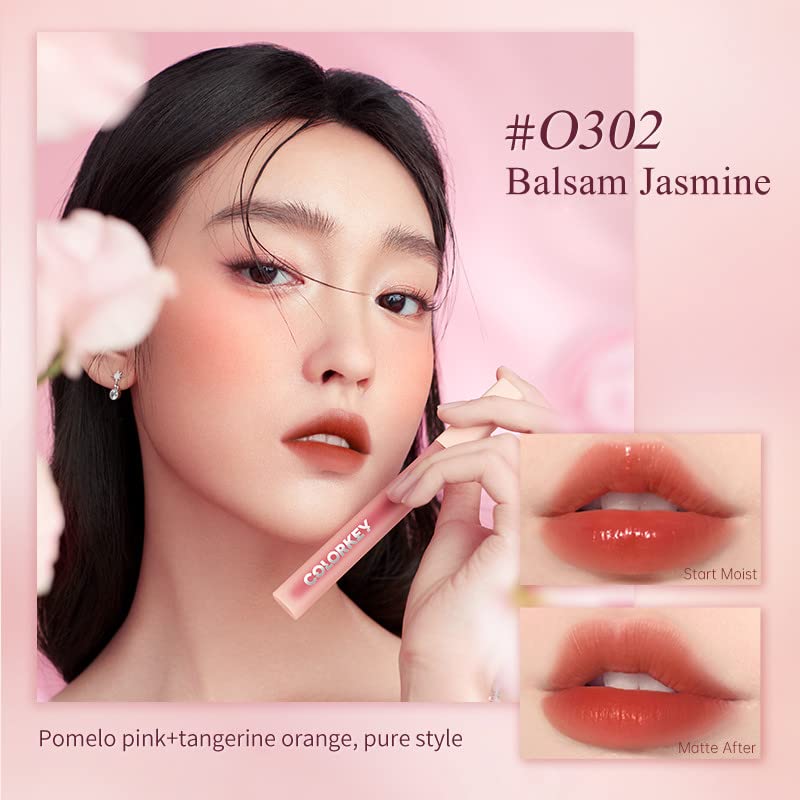 COLORKEY Soft Matte Water Tint, Hydrating Glossy Lip Gloss, Long-Lasting Liquid Lipstick | Moist Fit Without Stickiness | Moisturized | Transparent | Highly Pigmented Lip Tint (O302 Balsam Jasmine)