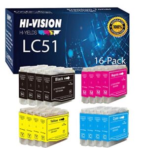 hi-vision hi-yields ® compatible lc-51 lc51 ink cartridge replacement (4 black, 4 cyan, 4 yellow, 4 magenta, 16-pack)