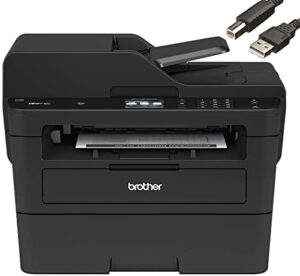 brother mfc-l2750dw monochrome laser printer all-in-one with wireless, auto 2-sided printing, print scan copy, 2400 x 600 dpi, 36ppm, 250-sheet, works with alexa, bundle with jawfoal printer cable