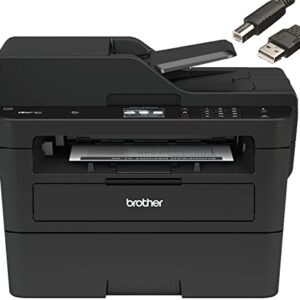 Brother MFC-L2750DW Monochrome Laser Printer All-in-One with Wireless, Auto 2-Sided Printing, Print Scan Copy, 2400 x 600 dpi, 36ppm, 250-sheet, Works with Alexa, Bundle with JAWFOAL Printer Cable