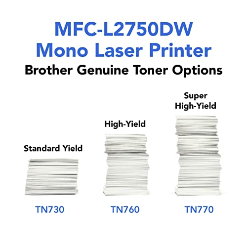 Brother MFC-L2750DW Monochrome Laser Printer All-in-One with Wireless, Auto 2-Sided Printing, Print Scan Copy, 2400 x 600 dpi, 36ppm, 250-sheet, Works with Alexa, Bundle with JAWFOAL Printer Cable