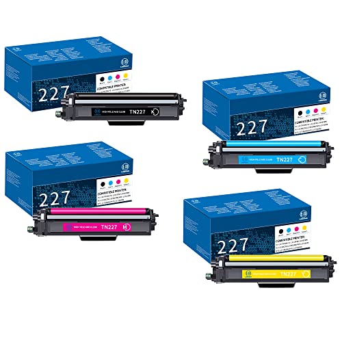 Lobung Remanufactured Toner Cartridge Replacement for Brother TN227 TN-227 TN227BK TN227C TN227M TN227Y High Yield with HL-L3290CDW HL-L3210CW MFC-L3750CDW MFC-L3710CW Printer (4 Pack)