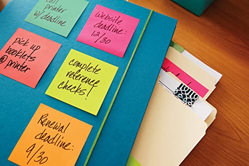 Post-it Notes, 3x3 in, 14 Pads, America's #1 Favorite Sticky Notes, Poptimistic Collection, Bright Colors (Acid Lime, Aqua Splash, Guava, Neon Green, Power Pink, Vital Orange)Recyclable (654-14AN)