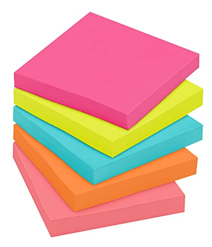 Post-it Notes, 3x3 in, 14 Pads, America's #1 Favorite Sticky Notes, Poptimistic Collection, Bright Colors (Acid Lime, Aqua Splash, Guava, Neon Green, Power Pink, Vital Orange)Recyclable (654-14AN)