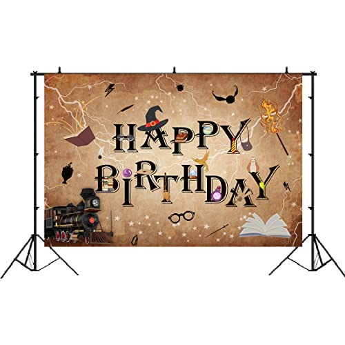 Lofaris Wizard Happy Birthday Party Backdrop Magical Wizard School Birthday Background Boys or Girls Birthday Party Decor Cake Table Banner 5x3ft