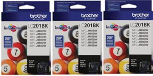 brother lc201bk standard yield ink cartridge jtmswi, 3pack (black)