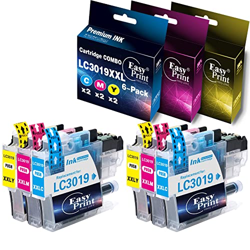 EASYPRINT (2C, 2M, 2Y, Color Combo) Compatible 3019xl Ink Cartridge Replacement for Brother LC3019 LC-3019xxl MFC-J5330DW MFC-J6530DW MFC-J6730DW MFC-J6930DW, (Total 6-Pack, No Black)