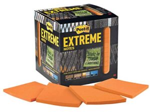 post-it extreme notes, stop re-work on the job, removes cleanly, 100x the holding power, orange, 3 in x 3 in, 12 pads/pack, 45 sheets/pad (extrm33-12tryo)