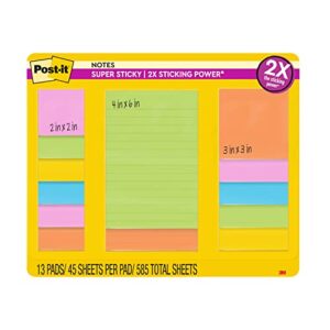 post-it super sticky pop-up notes, 3×3 in, 13 pads, 2x the sticking power, energy boost, bright colors (orange, pink, blue, green),recyclable (r330-6ssan)