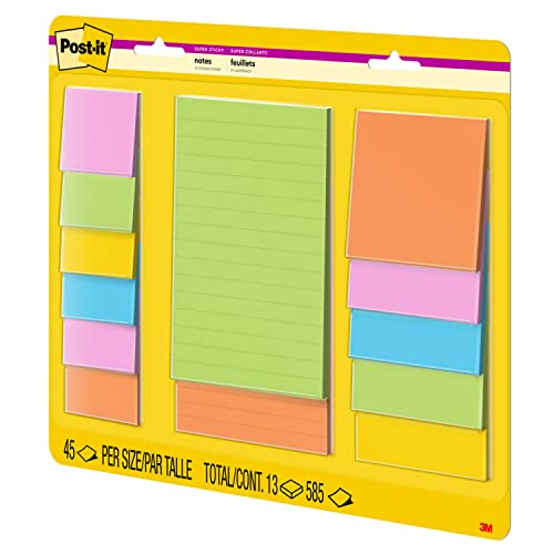 Post-it Super Sticky Pop-up Notes, 3x3 in, 13 Pads, 2x the Sticking Power, Energy Boost, Bright Colors (Orange, Pink, Blue, Green),Recyclable (R330-6SSAN)