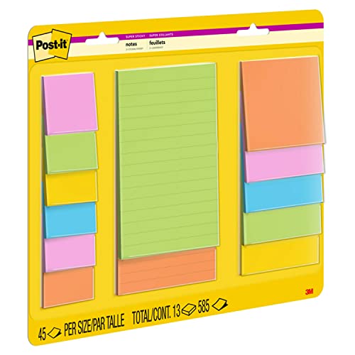 Post-it Super Sticky Pop-up Notes, 3x3 in, 13 Pads, 2x the Sticking Power, Energy Boost, Bright Colors (Orange, Pink, Blue, Green),Recyclable (R330-6SSAN)