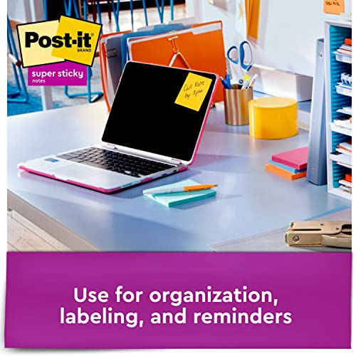 Post-it Super Sticky Pop-up Notes, 3x3 in, 13 Pads, 2x the Sticking Power, Energy Boost, Bright Colors (Orange, Pink, Blue, Green),Recyclable (R330-6SSAN)