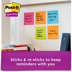 Post-it Super Sticky Pop-up Notes, 3x3 in, 13 Pads, 2x the Sticking Power, Energy Boost, Bright Colors (Orange, Pink, Blue, Green),Recyclable (R330-6SSAN)