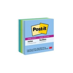 post-it super sticky notes 3×3 inches 6 pads 390 pieces bora bora collection