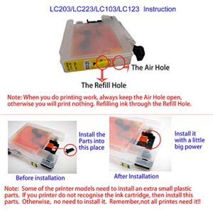 F-INK Empty Refillable Ink Cartridge Replacement For Brother LC201 LC203 LC203XL,Works With Brother MFC-J4320DW J4420DW J4620DW J5520DW J5620DW J5720DW Printers