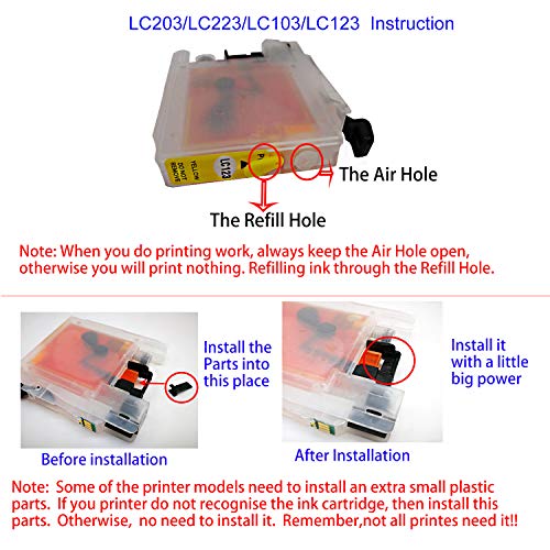 F-INK Empty Refillable Ink Cartridge Replacement For Brother LC201 LC203 LC203XL,Works With Brother MFC-J4320DW J4420DW J4620DW J5520DW J5620DW J5720DW Printers