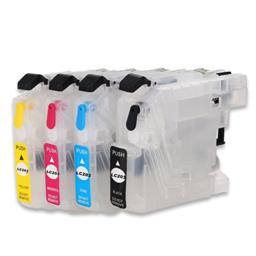 F-INK Empty Refillable Ink Cartridge Replacement For Brother LC201 LC203 LC203XL,Works With Brother MFC-J4320DW J4420DW J4620DW J5520DW J5620DW J5720DW Printers