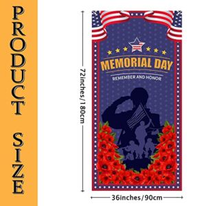 Memorial Day Door Cover Backdrop Photography 4th of July Patriotic Fourth of July Veterans Day Decoration Party Photography Door Banner Farmhouse Holiday Remember and Honor Decor for Home Office