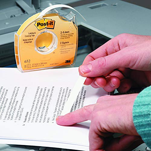 Post-it 652 Labeling & Cover-Up Tape, Non-Refillable, 1/3" x 700" Roll (4)