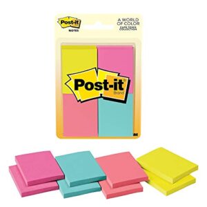 Post-it Mini Notes, 1.5 in x 2 in, 8 Pads, America's #1 Favorite Sticky Notes, Jaipur Collection, Bold Colors (Green, Yellow, Orange, Purple, Blue), Clean Removal, Recyclable (653-AU)