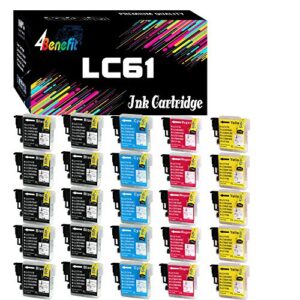 4benefit (set of 25) compatible lc-61 lc61 ink cartridge lc 61 (10bk+5c+5m+5y) replacement for brother lc61bk lc61c lc61m lc61y used for mfc-290c mfc-495cw mfc-490cw mfc-6490cw inkjet printer