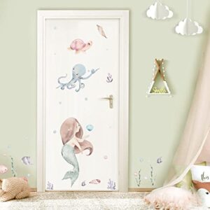 Dreamy Ocean Wall Stickers Sweet Pastel Mermaid Wall Decals Mermaid Themed Girls Rooms Baby Nursery Decor Marine Baby Room Wall Decor