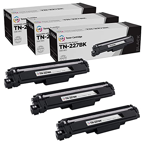 LD Products Compatible Replacements for Brother TN227 Toner Cartridge TN-227 TN227BK TN-227BK High Yield (Black, 3-Pack) for use in HL 3070CW HL-L3210CW HL-L3230CDW HL-L3270CDW HL-L3290C Printers