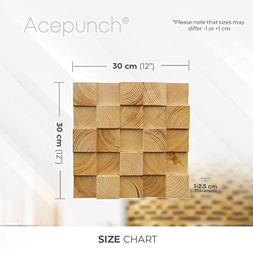 Acepunch 6 Artistic 3D Mosaic Premium High-Grade Finland Wooden Wall Art Panel Room DIY Acoustic Sound Diffuser STC 27 Home Studio Wood Soundproofing Noise Reduction Wood Decor 12x12in AP1254