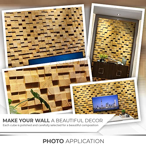 Acepunch 6 Artistic 3D Mosaic Premium High-Grade Finland Wooden Wall Art Panel Room DIY Acoustic Sound Diffuser STC 27 Home Studio Wood Soundproofing Noise Reduction Wood Decor 12x12in AP1254