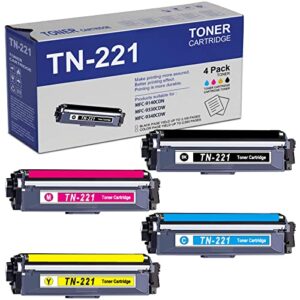 fojy 4 pack 1black 1cyan 1magenta 1yellow tn221 tn 221 compatible toner cartridge replacement for brother black+color ‎6.25 x 45.75 x 4.25 inches fo tn221-4pk fo tn221-4pk