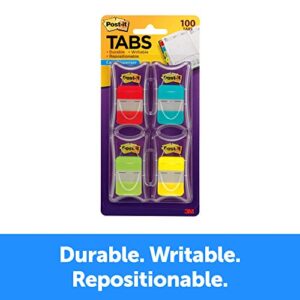 Post-it Tabs, 1 in Solid, Asst Colors, 25/Color, 25/Dispenser, 4 Dispenser/Pack (686-RALY)