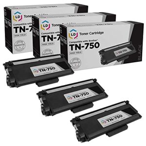 ld compatible toner cartridge replacement for brother tn750 high yield (black, 3-pack)