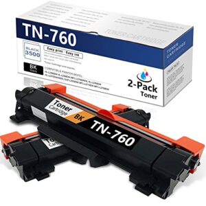 drawn 𝑯𝒊𝒈𝒉 𝒀𝒊𝒆𝒍𝒅 tn-760 tn 760 black toner cartridge compatible replacement for brother tn760 for hl-l2390dw hl-l2395dw mfc-l2750dw hl-l2350dw hl-l2370dw/dwxl printer (tn-760 toner, 2-pack)