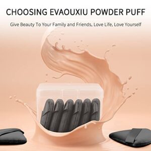 EVAOUXIU Powder Puff - 6 Pcs Triangle Powder Puffs for Face Powder & 2 Pcs Makeup Sponges, Individually Wrapped Velour Cotton Makeup Puff (Black)