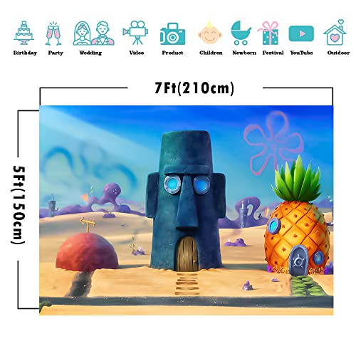 7x5ft Cartoon Animation Underwater Pineapple House Photography Backdrops Kids Children Birthday Party Decor Photo Background Studio Props
