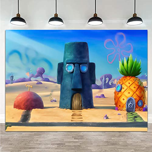 7x5ft Cartoon Animation Underwater Pineapple House Photography Backdrops Kids Children Birthday Party Decor Photo Background Studio Props