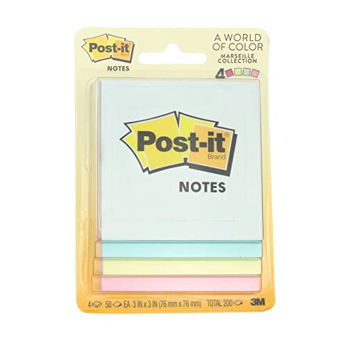 Post-It 3 in. W x 3 in. L Assorted Sticky Notes 4 pad