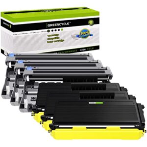 greencycle TN650 TN-650 Toner Cartridge DR620 Drum Unit Replacement Compatible for Brother DCP-8050DN DCP-8085DN HL-5380DN MFC-8370 MFC-8480DN MFC-8680DN MFC-8690DW Printer (Black, 3 Toner + 3 Drum)