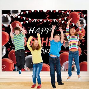 VOUORON Happy Birthday Photography Backdrop Red and Black Balloon Confetti Birthday Decor Photo Background for Kids Men Women Anniversary Birthday Party Banner Supplies 7x5FT